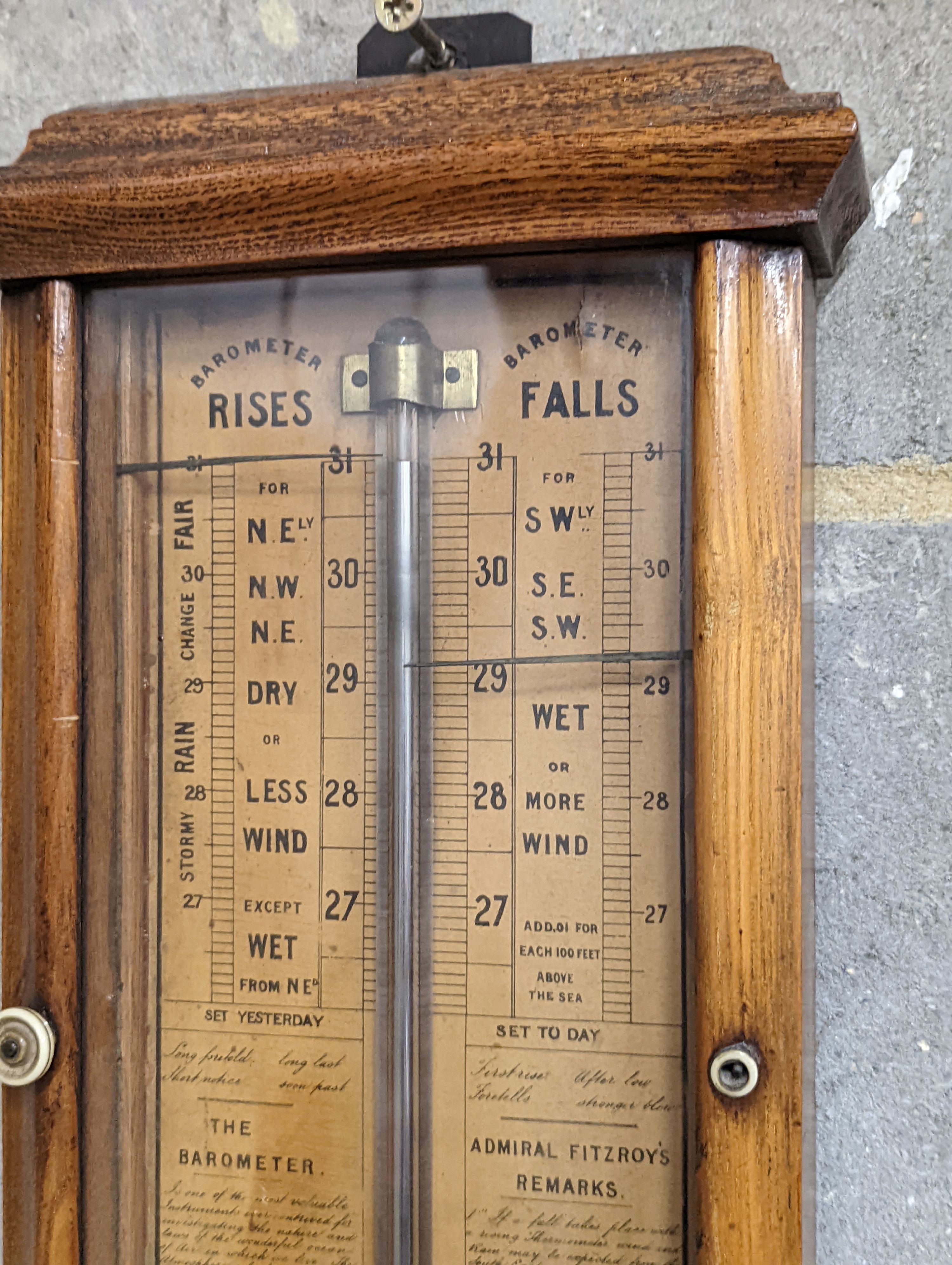 A Victorian Admiral Fitzroy mahogany barometer, height 90cm